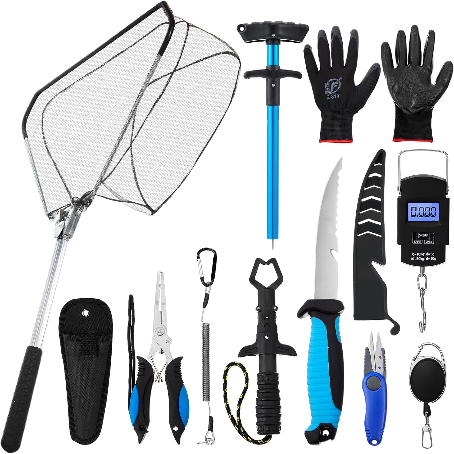Fishing Gloves - 10-częściowy zestaw narzędzi wędkarskich wielofunkcyjnych, zawierający