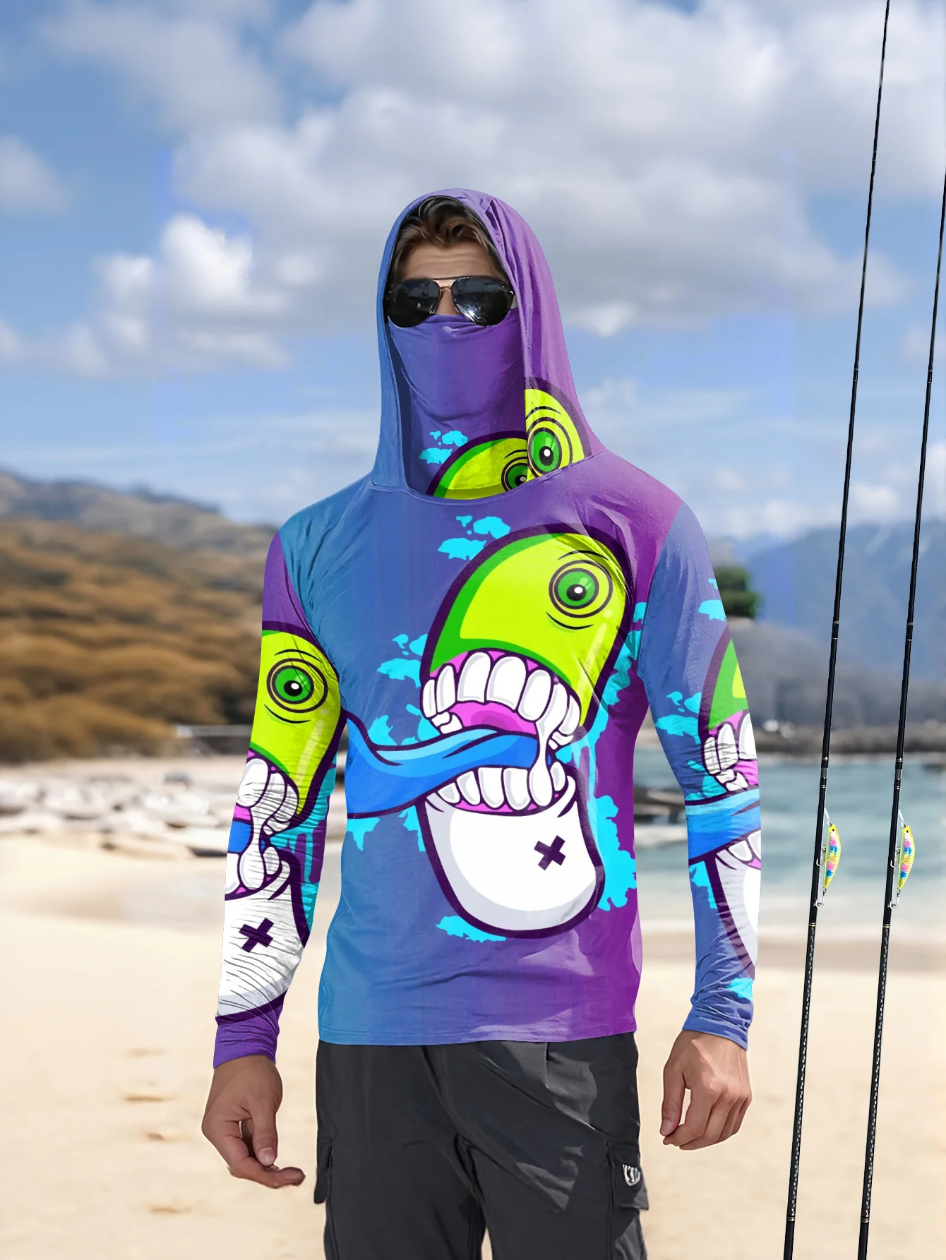 Męska bluza z kapturem z motyw – Fishing Mask Sun Protection recenzja i cena